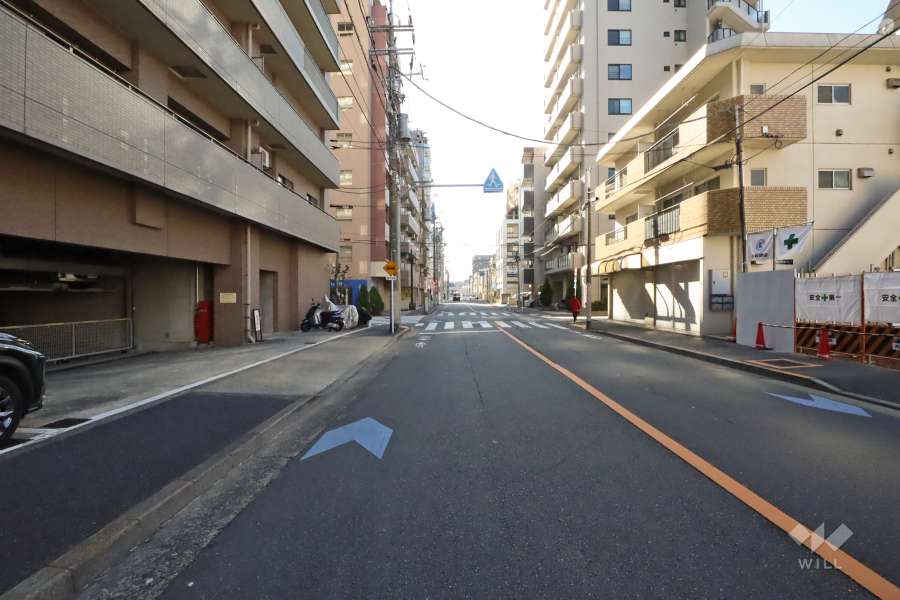 敷地西側の前面道路（北側から）