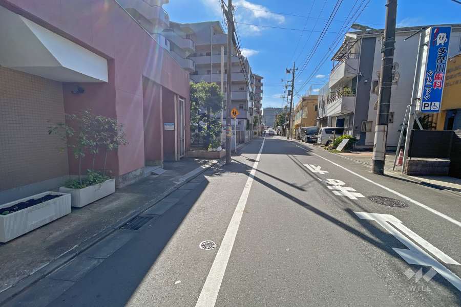 敷地西側の前面道路（北側から）