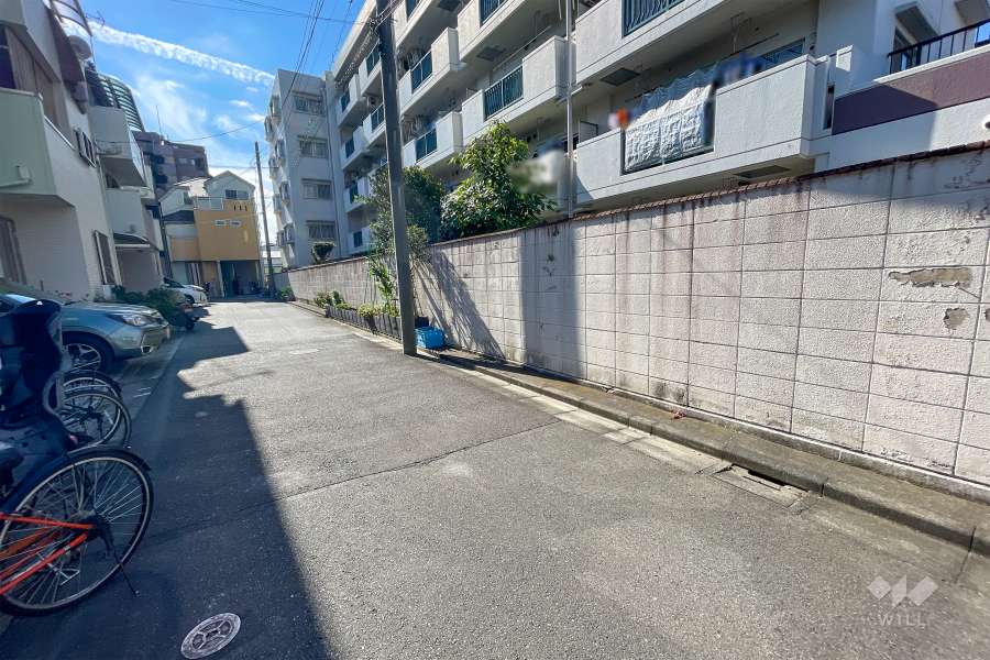 敷地東側の前面道路（北側から）