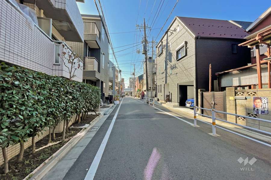 敷地西側の前面道路（北側から）