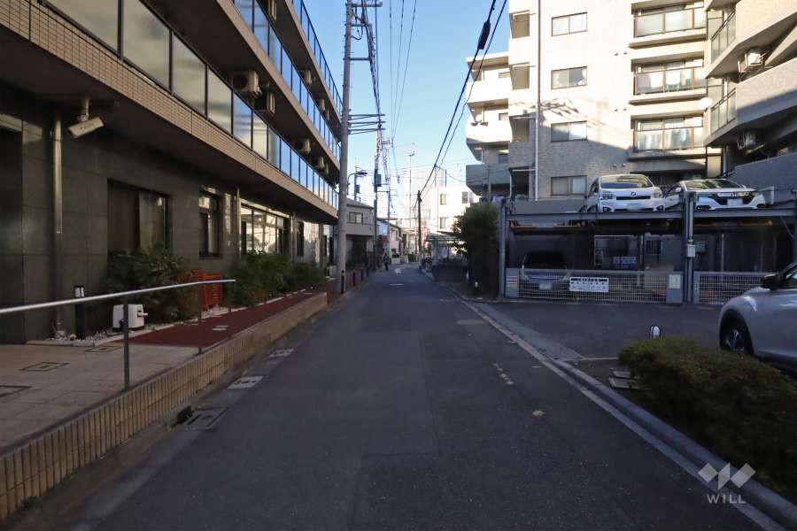 敷地西側の前面道路（南側から）