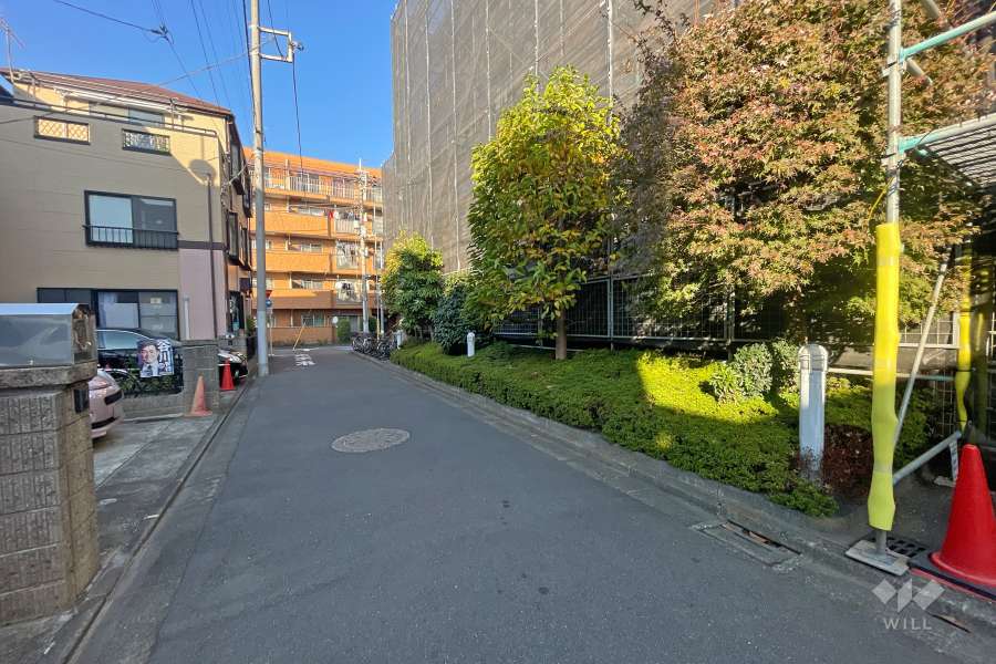 敷地西側の前面道路（南側から）