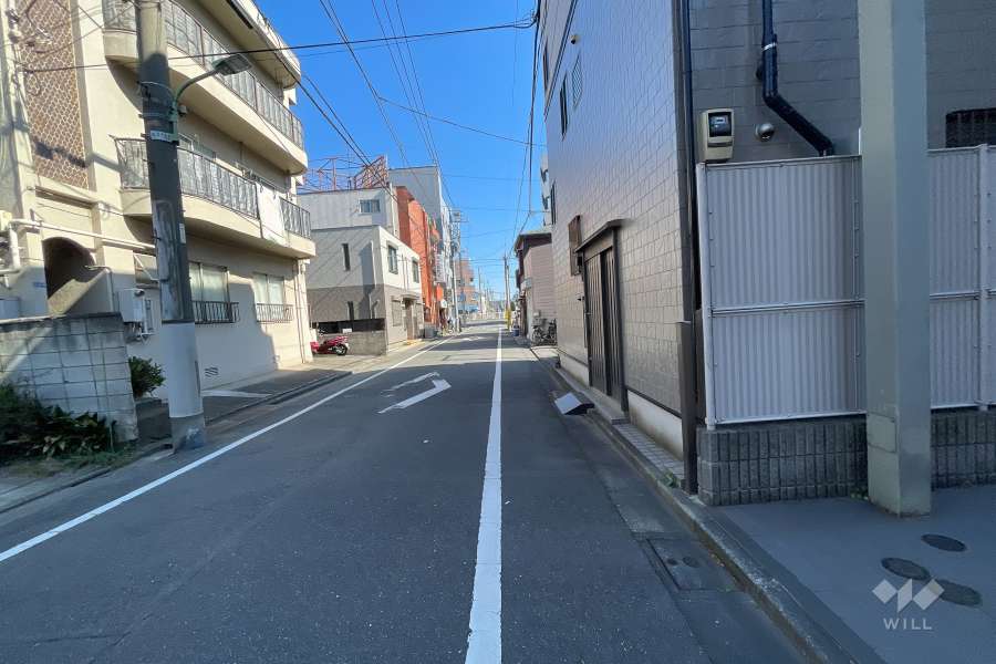 敷地北側の前面道路（西側から）