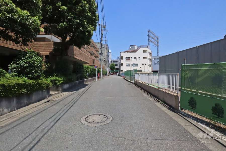 敷地南側の前面道路（西側から）