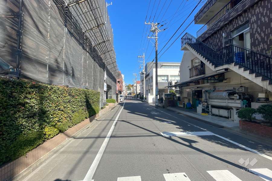 敷地東側の前面道路（南側から）