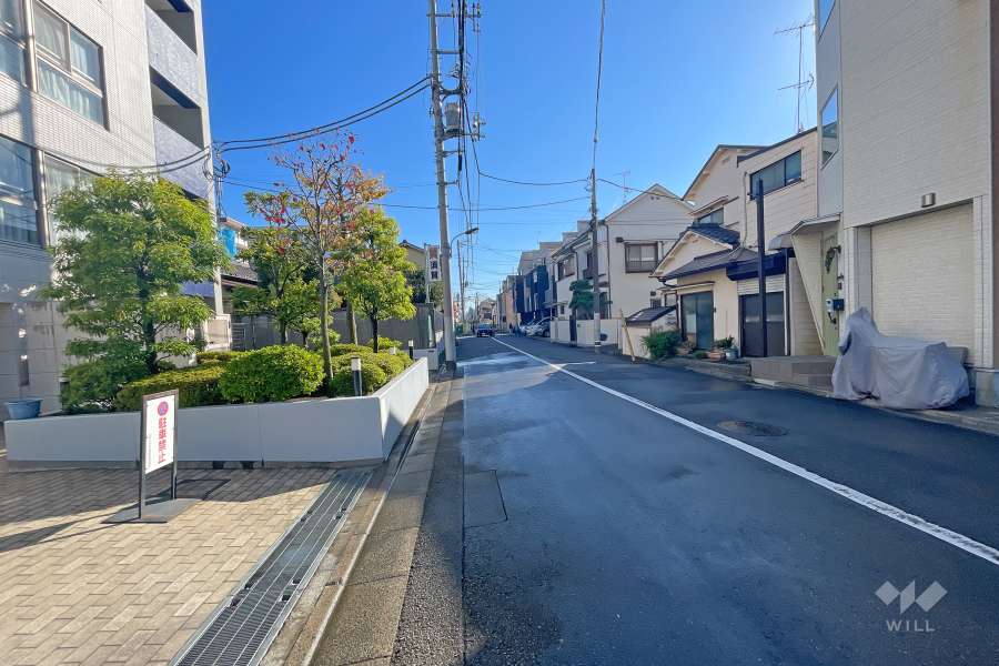 敷地南側の前面道路（西側から）