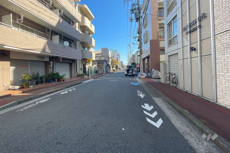 敷地北側の前面道路（西側から）