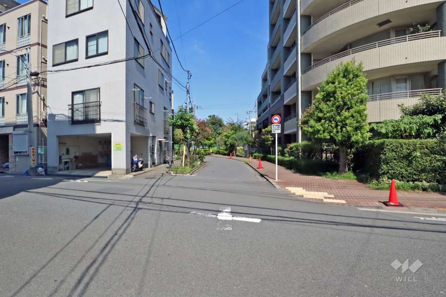 敷地西側の前面道路(南側から)
