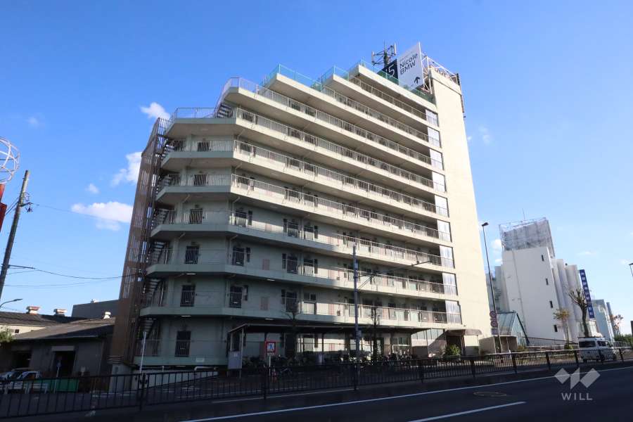 多摩川フラワーマンションの外観(北西側から)