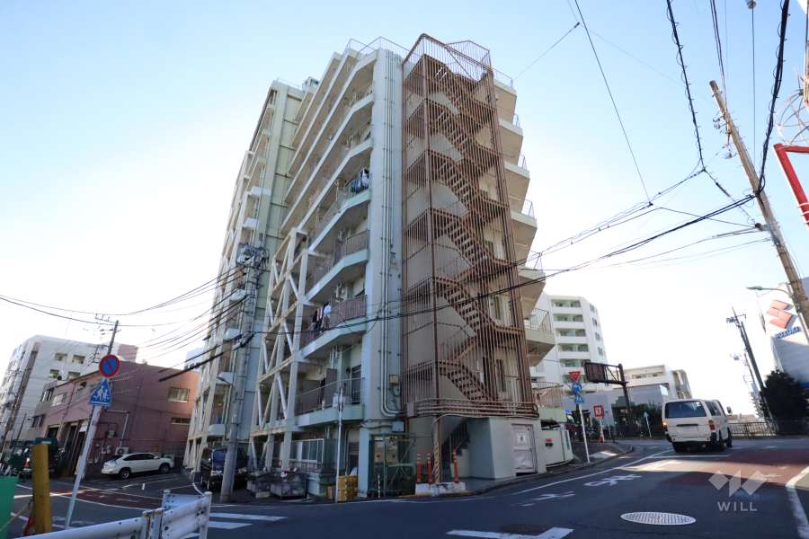 多摩川フラワーマンションの外観(北東側から)