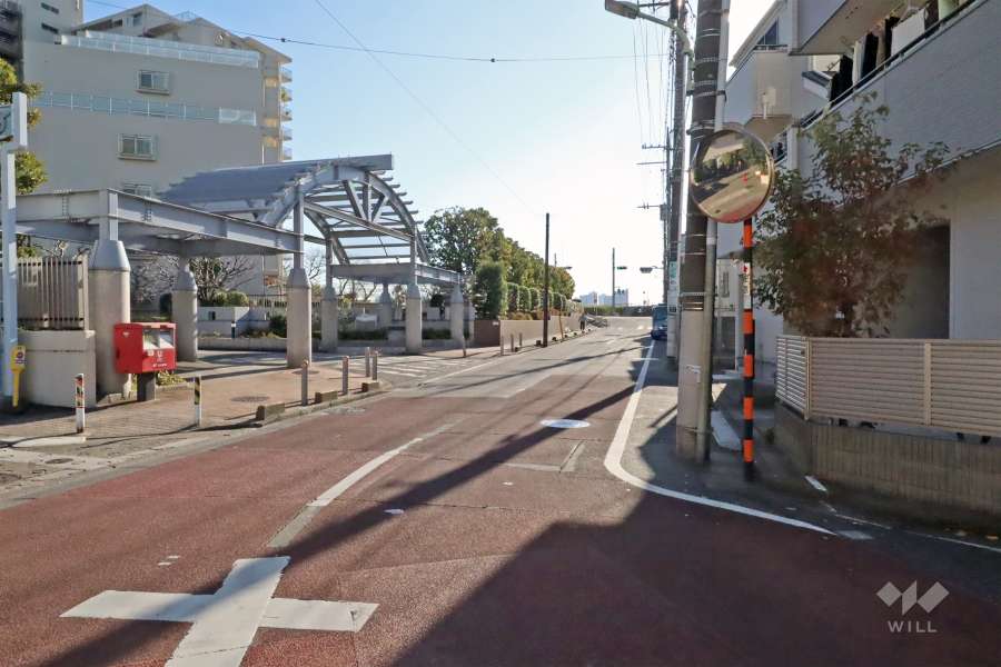 敷地西側の前面道路（北側から）