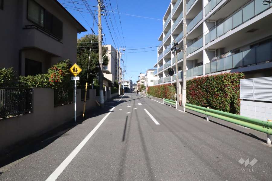 敷地北西側の前面道路(南西側から)