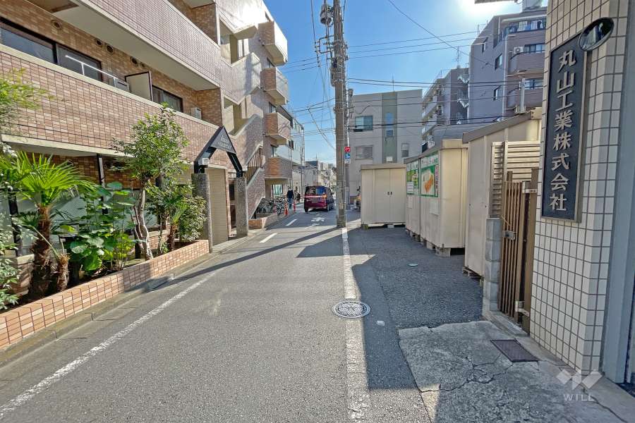 敷地西側の前面道路（北側から）