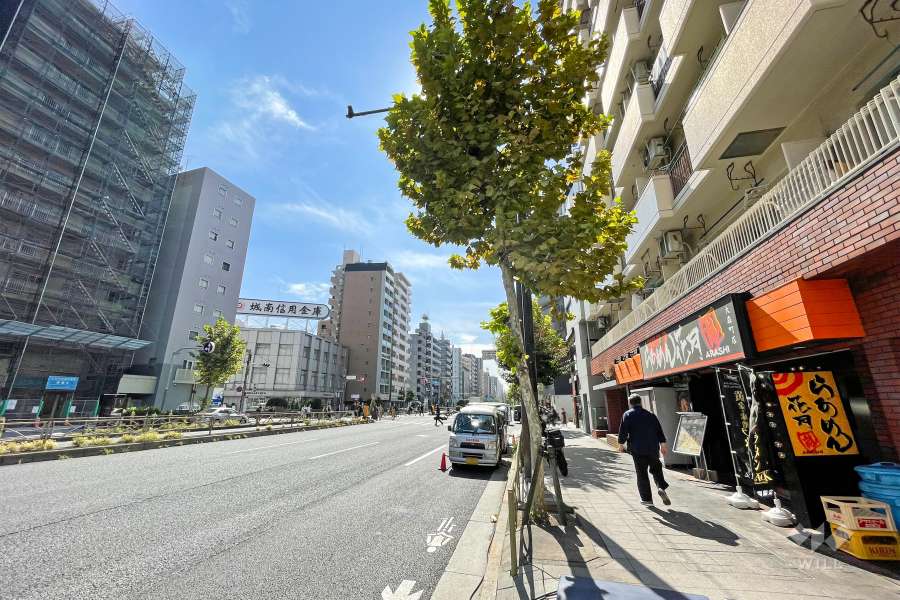 敷地東側の前面道路（北側から）