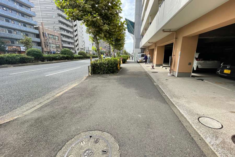 敷地東側の前面道路（北側から）