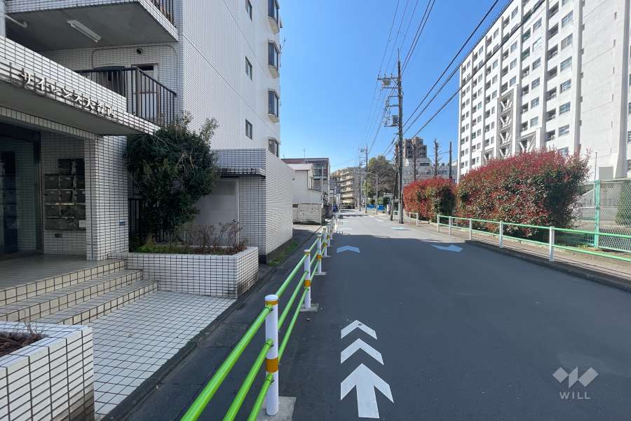 敷地西側の前面道路（北側から）