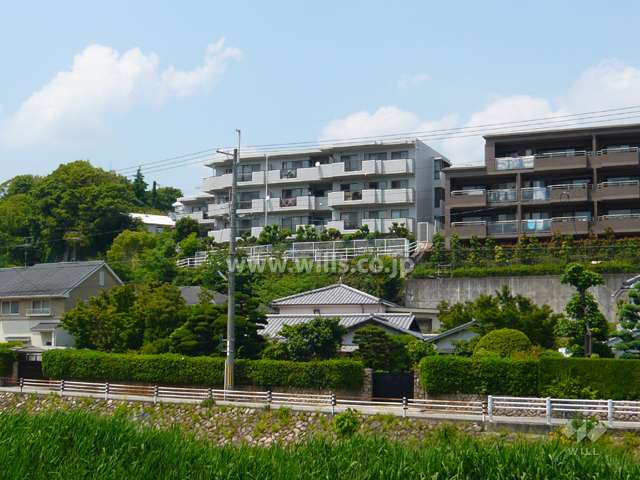 高台にあり、敷地南側は一段低くなっています。