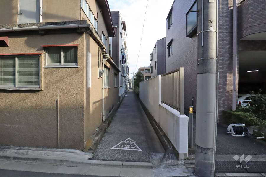 敷地北側の前面道路（西側から）