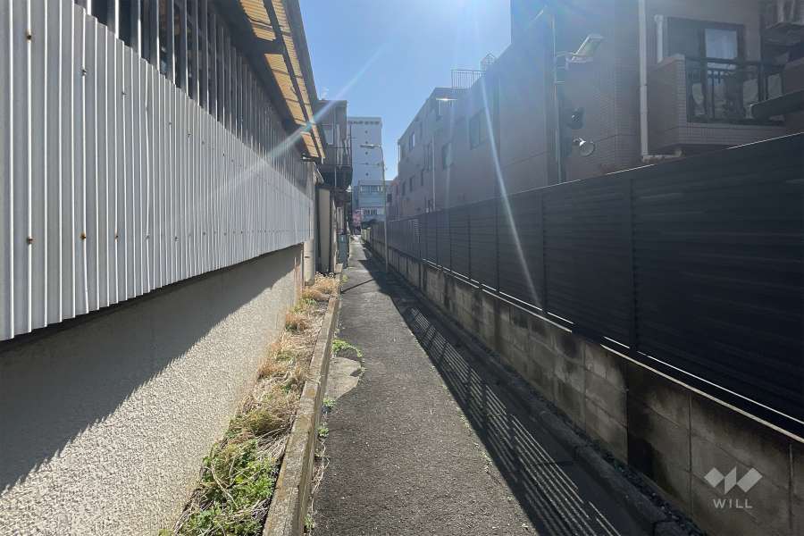 敷地の北側前面道路（西側から）