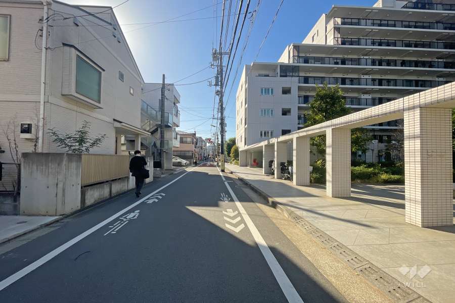 敷地東側の前面道路（北側から）