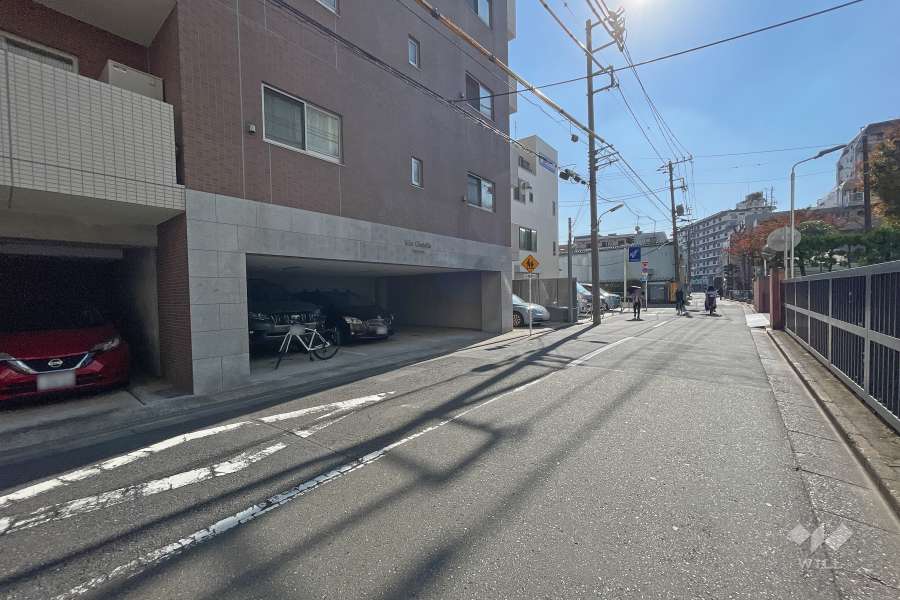 敷地西側の前面道路（北側から）