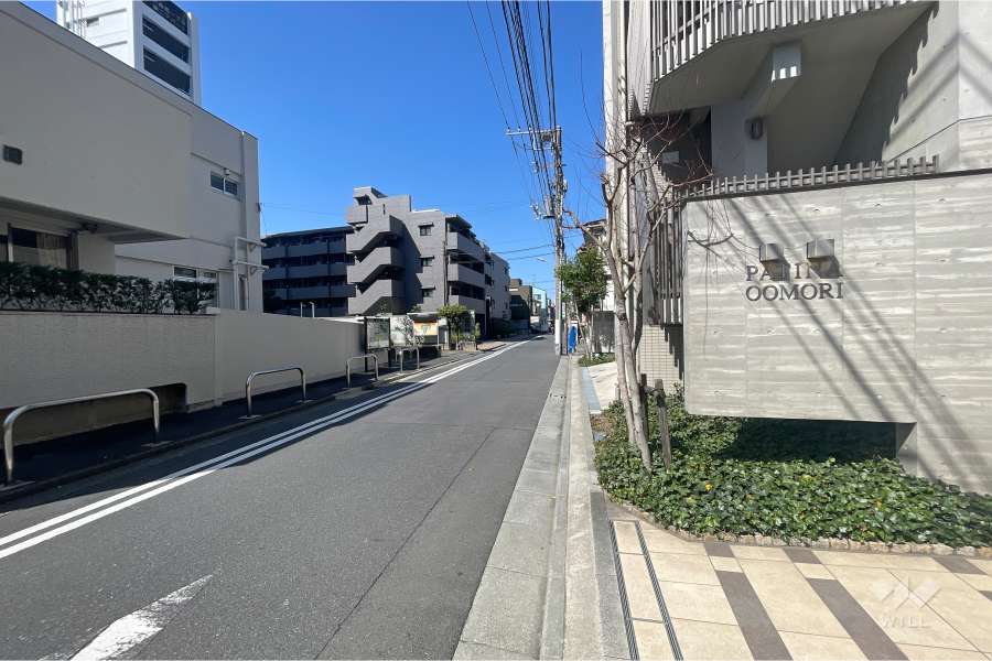 敷地南西側の前面道路（南東側から）