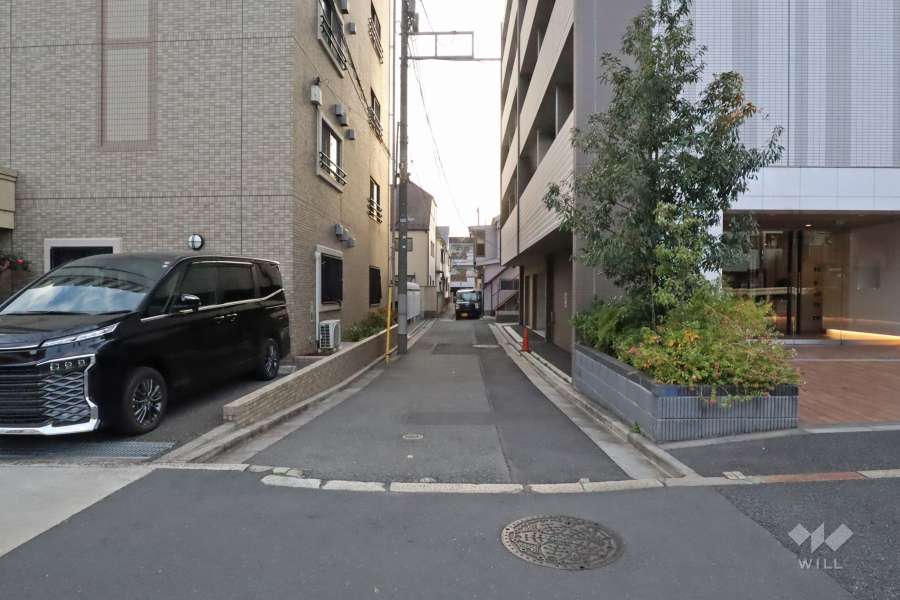 敷地東側の前面道路（北側から）