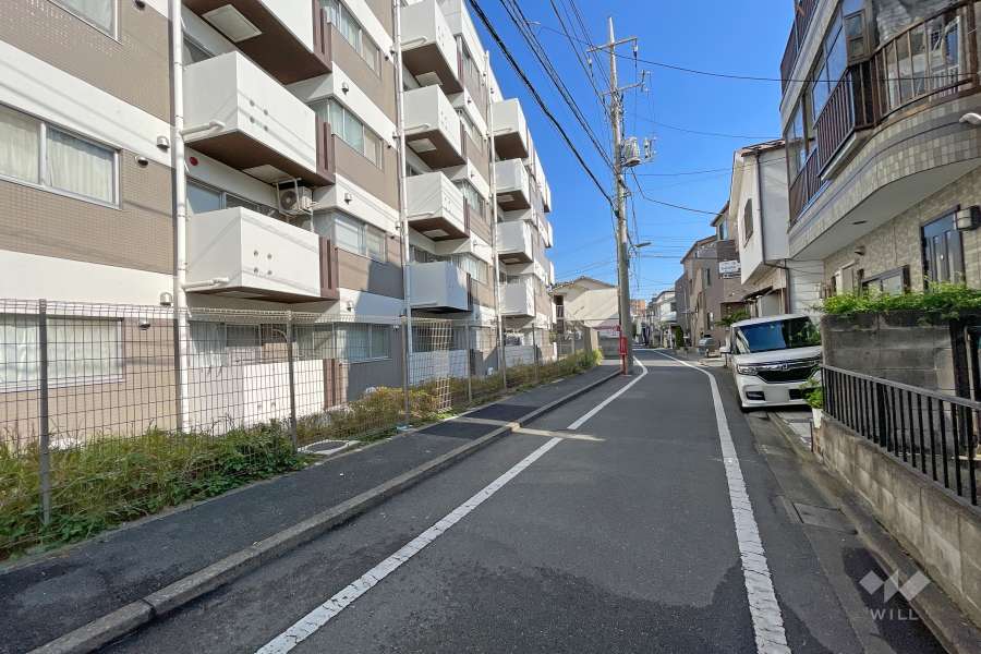 敷地南側の前面道路（西側から）