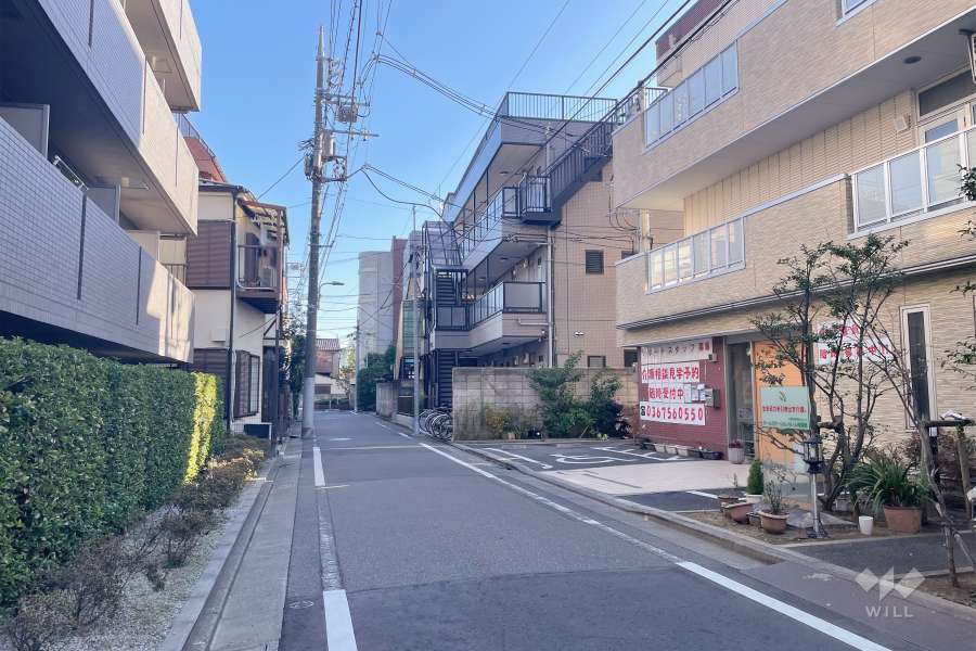 敷地南側の前面道路（西側から）