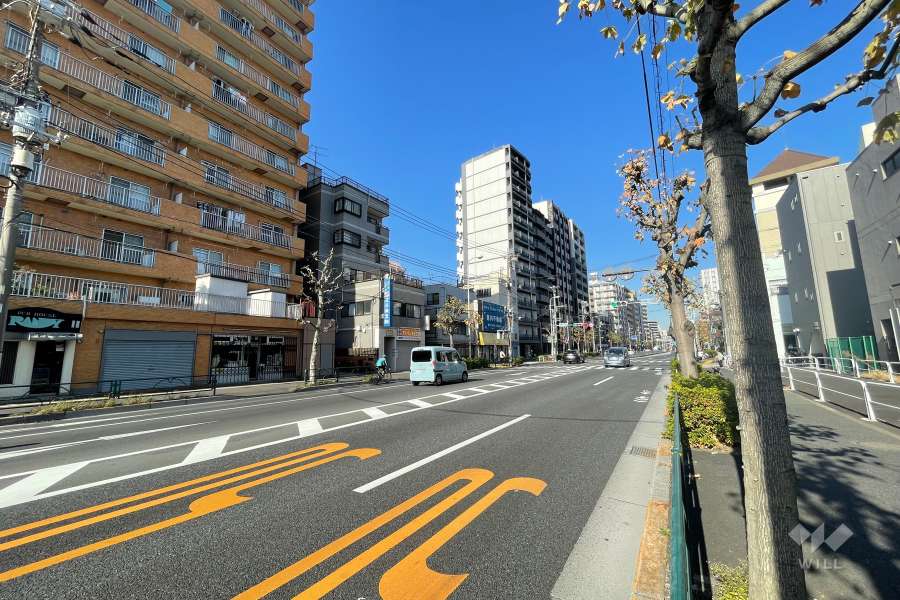 敷地の東側前面道路（南側から）