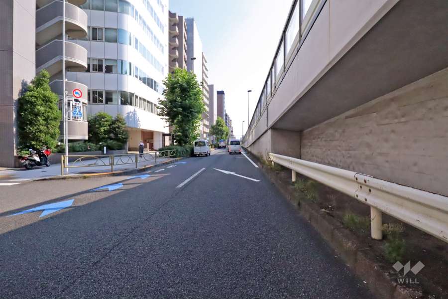 敷地西側の前面道路(北側から)