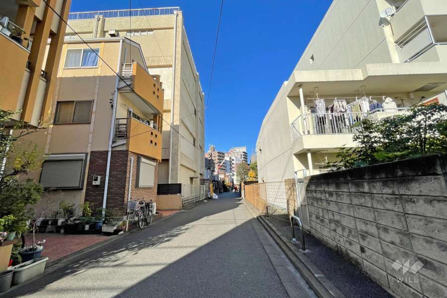 敷地西側の前面道路（南側から）