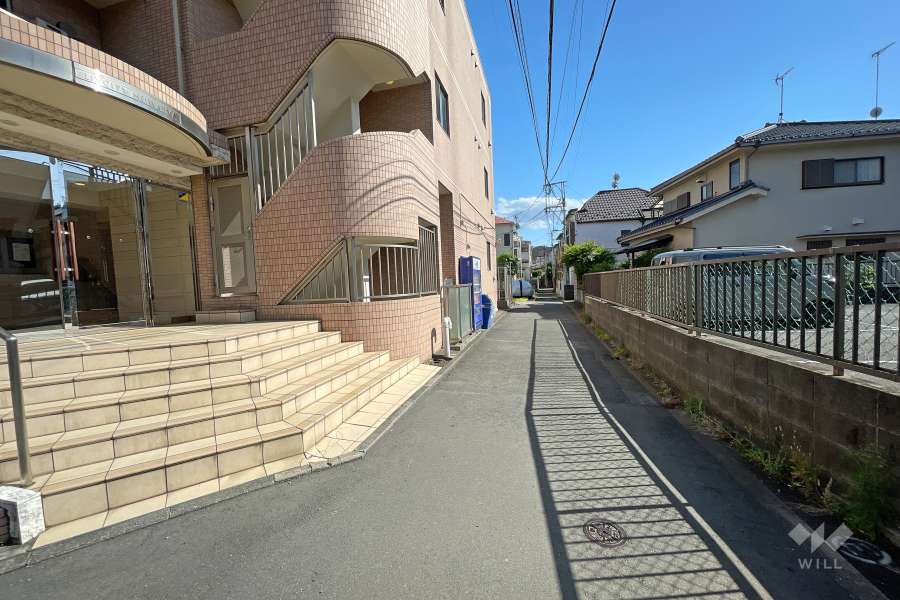 敷地西側の前面道路（北側から）