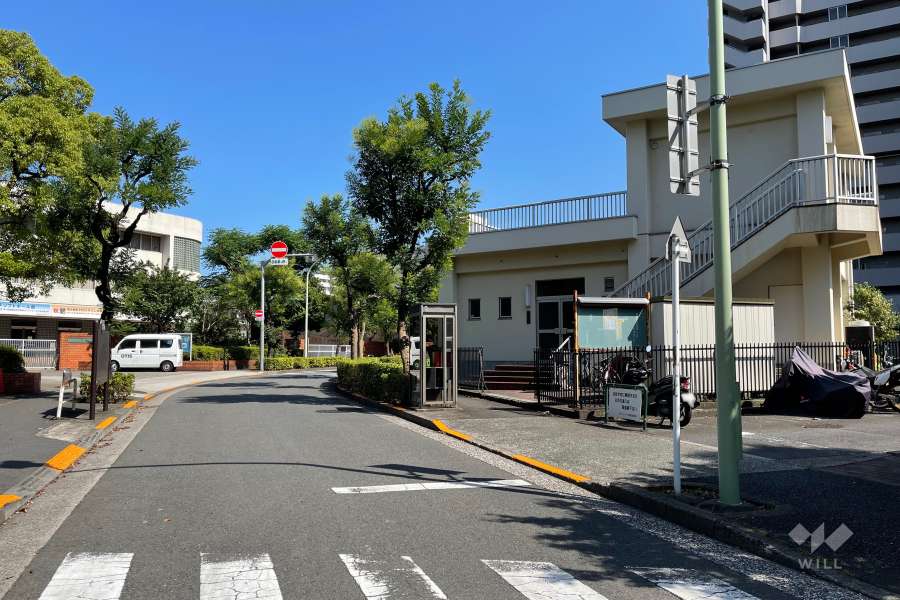 敷地の北東側前面道路（北西側から）