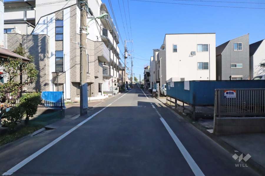 敷地南側の前面道路（西側から）
