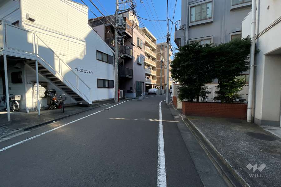 敷地東側の前面道路（北側から）