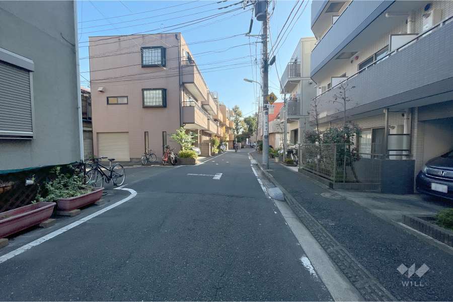 敷地北東側の前面道路（北西側から）