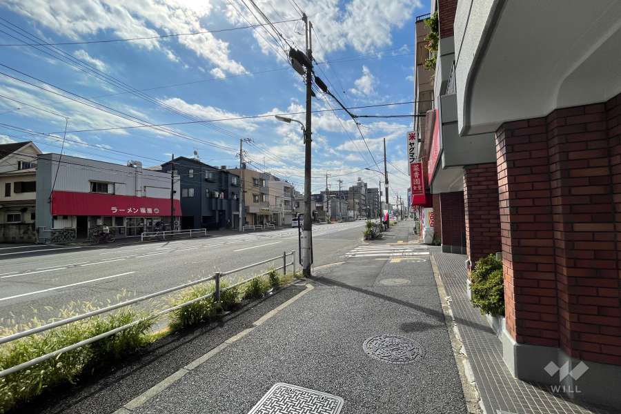 敷地東側の前面道路（北側から）