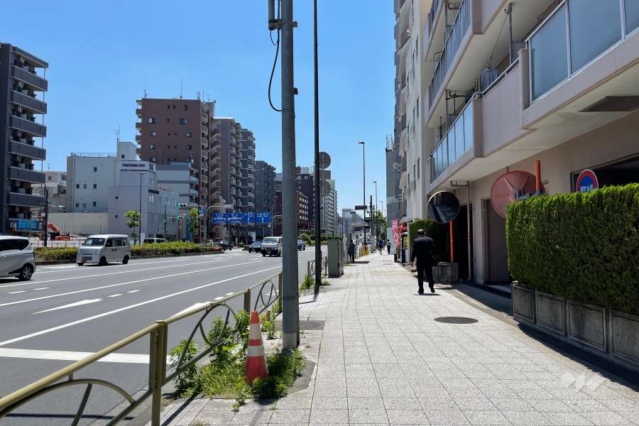 敷地の東側前面道路（北側から）