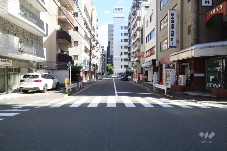 敷地北側の前面道路（西側から）
