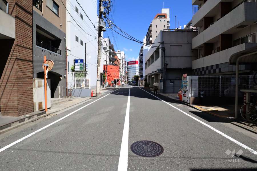 敷地東側の前面道路(南側から)