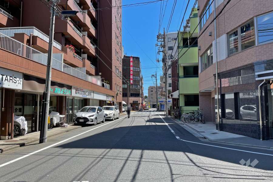 敷地西側の前面道路（北側から）
