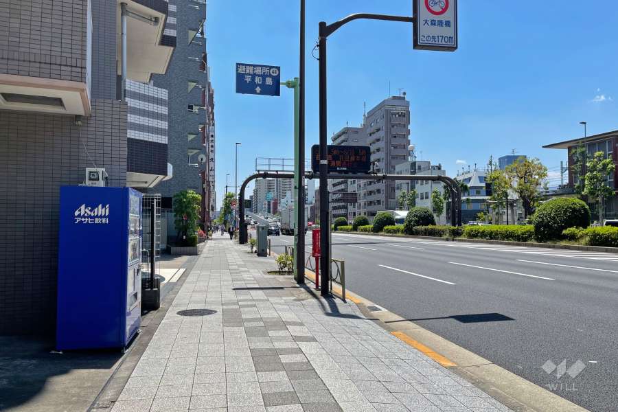 敷地西側の前面道路（北側から）