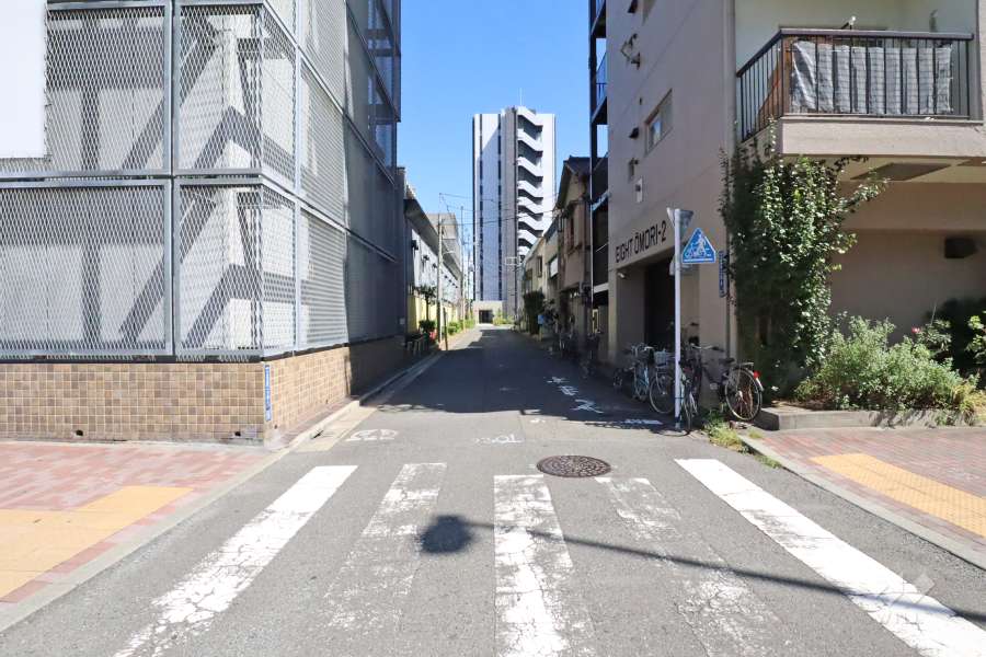 敷地北側の前面道路（西側から）