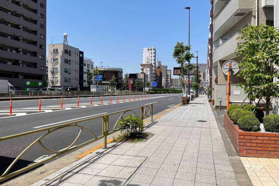 敷地西側の前面道路（南西側から）