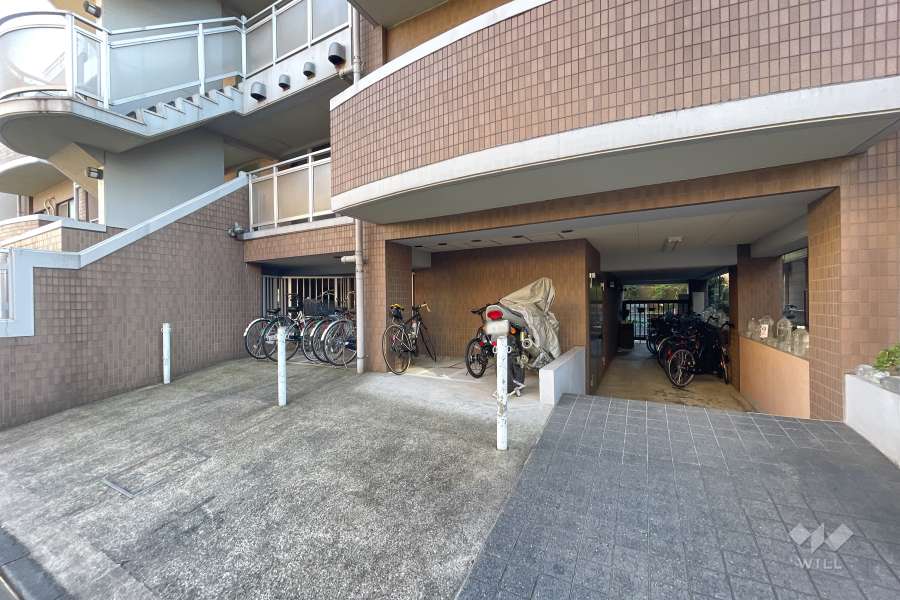 駐車スペースと駐輪場