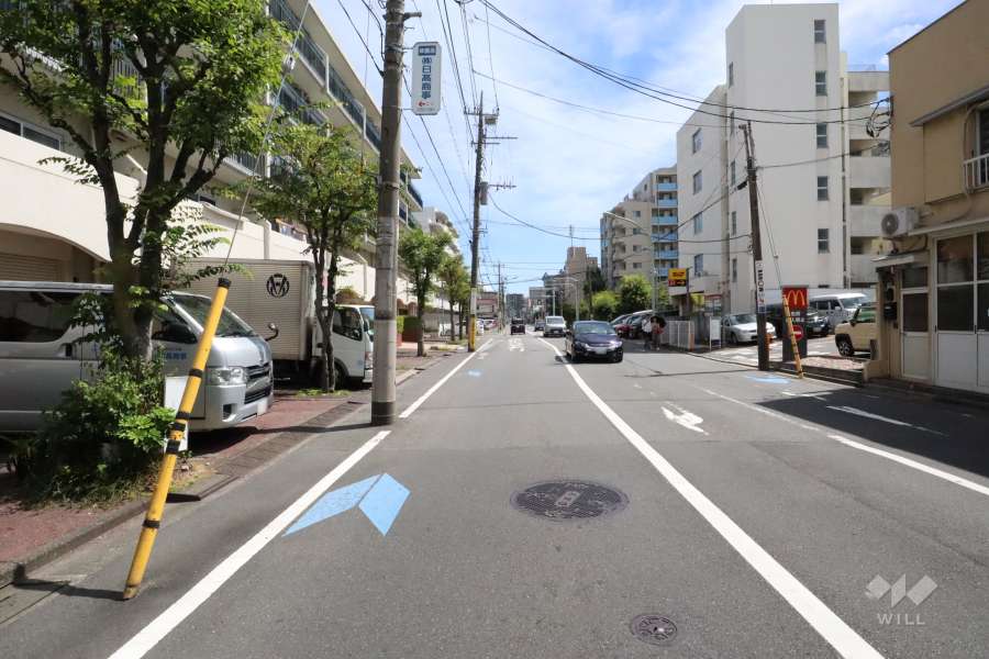 敷地南西側の前面道路(北西側から)