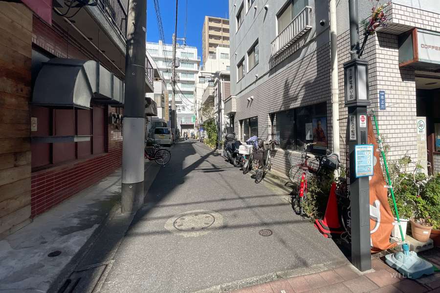 敷地西側の前面道路（南側から）