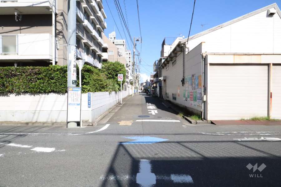 敷地の南側前面道路(西側から)