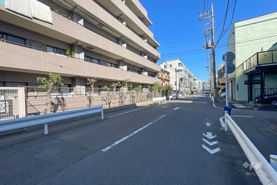 敷地南側の前面道路（西側から）
